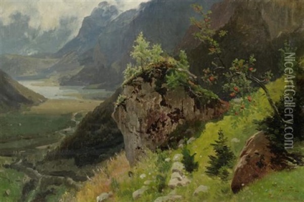 Flusstal Bei Richisau Oil Painting - Georg Eduard Otto Saal