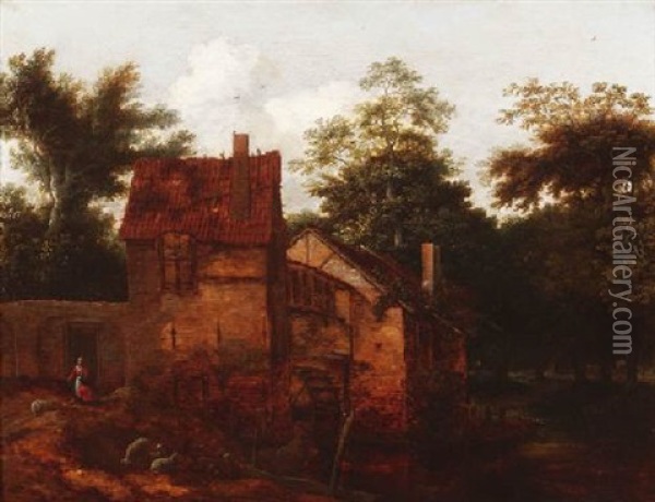 Muhle Am Waldbach Oil Painting - Cornelis Gerritsz Decker