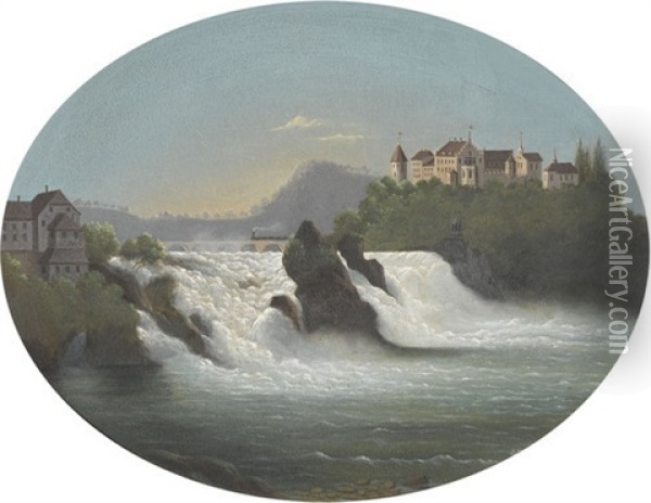 Der Rheinfall Bei Neuhausen Oil Painting - Joseph Buehlmann