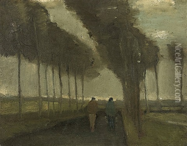 L'allee Aux Deux Promeneurs (lane With Two Figures) Oil Painting - Vincent Van Gogh