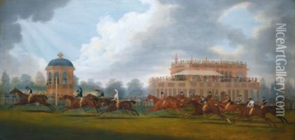 The Finish Of The St. Leger Stakes Oil Painting - Clifton Tomson