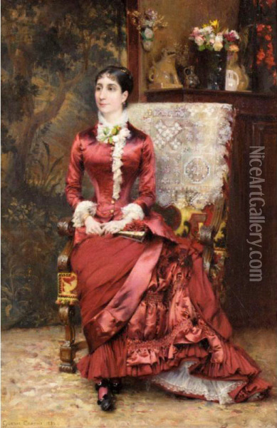 Portrait Of Madame D Oil Painting - Gustave Claude Etienne Courtois