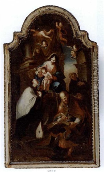 Madonna Med Barnet Tilbedes Af Helgener Oil Painting - Giambettino Cignaroli