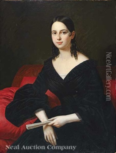 Portrait Of Madame Emma Schriener Mortimer Oil Painting - Jacques Guillaume Lucien Amans