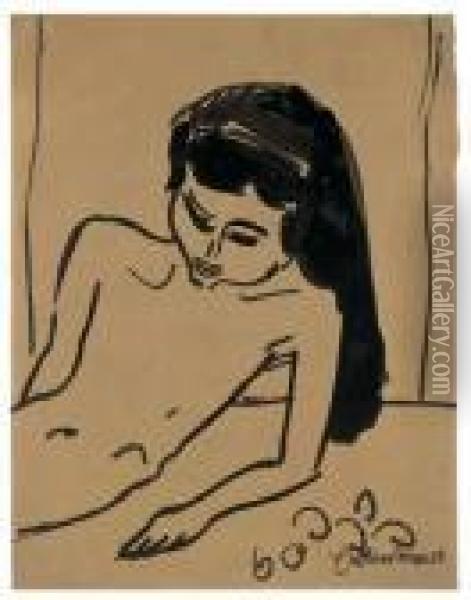 Madchen Mit Offenem Haar Oil Painting - Ernst Ludwig Kirchner