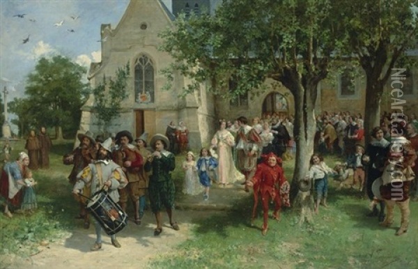 The Baptism Oil Painting - (Alfred Louis Vigny) Jacomin