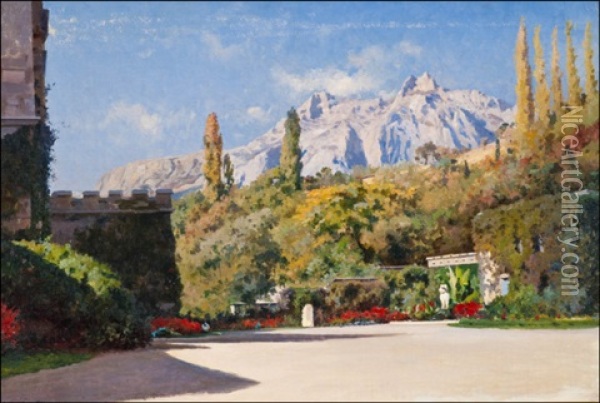 Mountainview From The Park Oil Painting - Iosif Evstafevich Krachkovsky