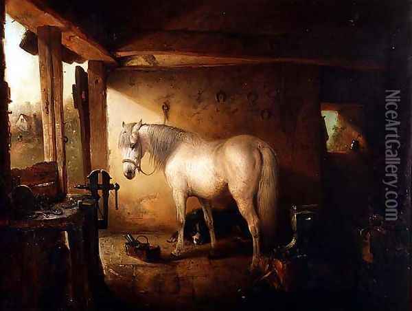 The Blacksmiths Shop Oil Painting - Edward Robert Smythe