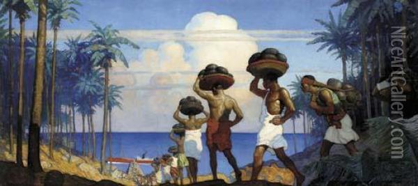 Rubber From The Jungle To The World Oil Painting - Newell Convers Wyeth