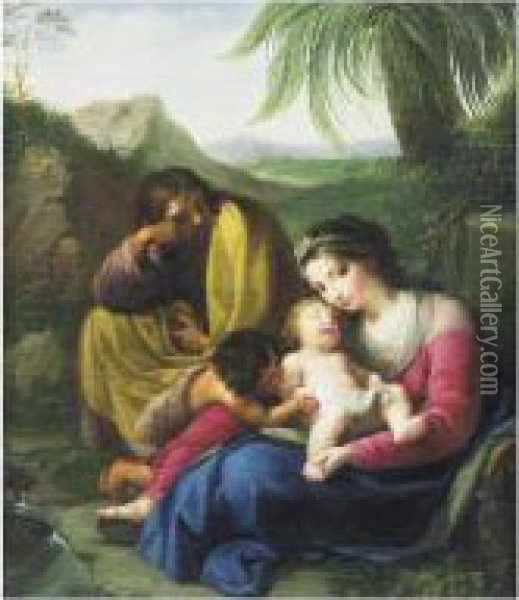La Sainte Famille Avec Saint Jean-baptiste Dans Un Paysage Oil Painting - Louis Gabriel Blanchet