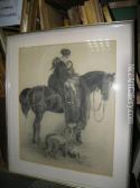 Portrait Of A Lady On Horseback With Her Child Oil Painting - Landseer, Sir Edwin