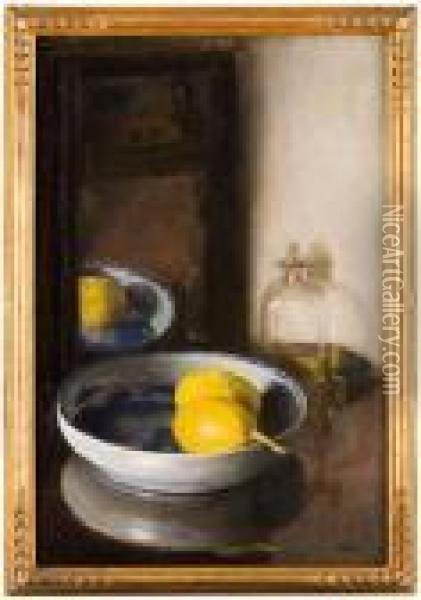 Composizione Con Limoni Oil Painting - Guglielmo Micheli