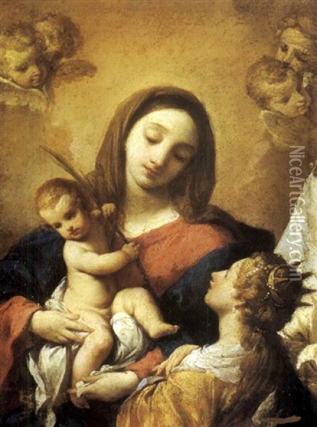 Vierge A L'enfant Avec Sainte Catherine Oil Painting - Carlo Cignani