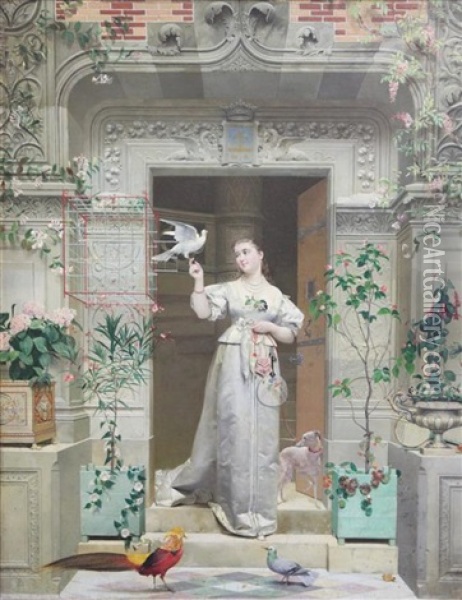 The Doves Oil Painting - Paul Alphonse Viry