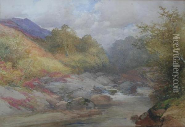 A Devonshire River Oil Painting - Frederick John Widgery