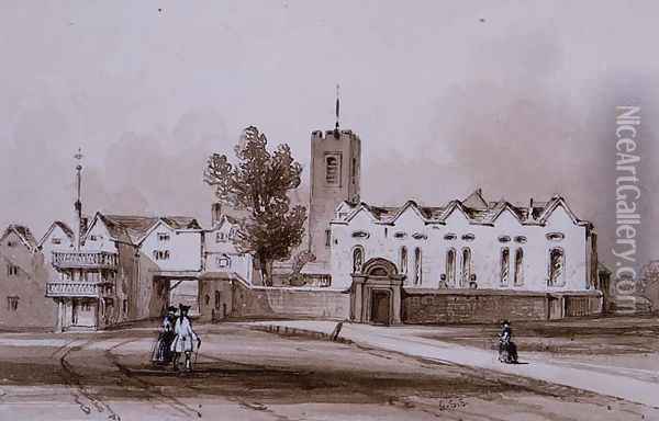 Highgate School and Chapel, c.1840 Oil Painting - George (Sydney) Shepherd