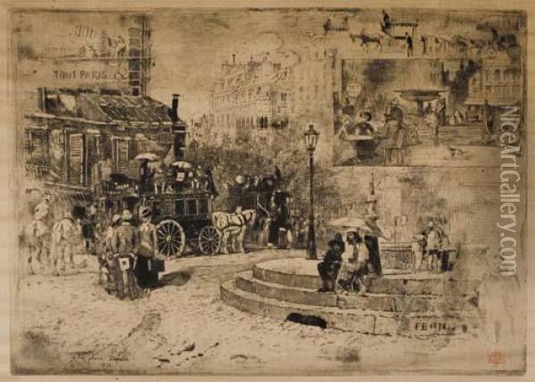 La Place Pigalle En 1878 Oil Painting - Felix-Hilaire Buhot