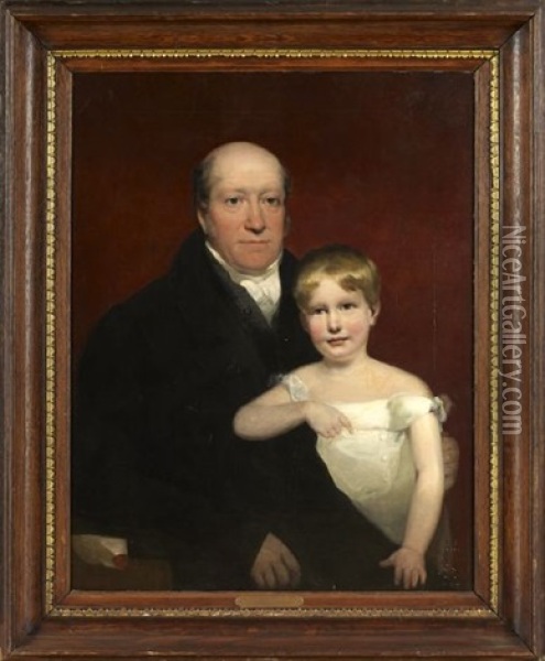 Portrait Of Roger Aytoun And His Son William Edmundstoune Aytoun At The Age Of Four Oil Painting - John Watson Gordon