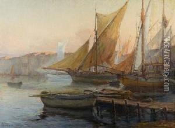 Tartanes Dans Le Port De Saint-tropez Oil Painting - Henri Person