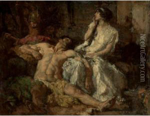 Samson And Delilah Oil Painting - Johannes Hendrikus Jurres