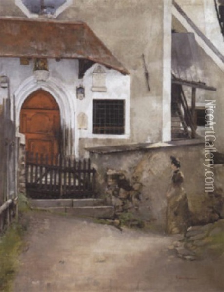 Pa Vej Til Kirke Oil Painting - Anton Laupheimer