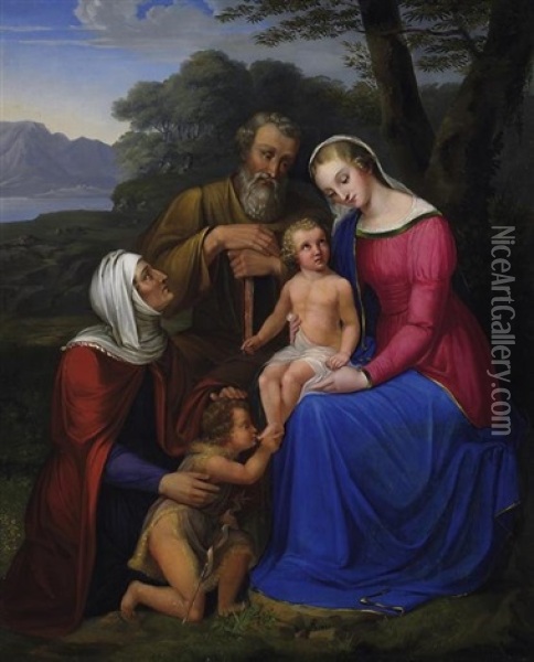 Die Heilige Familie Mit Anna Und Dem Johannesknaben Oil Painting - Sophie Reinhard
