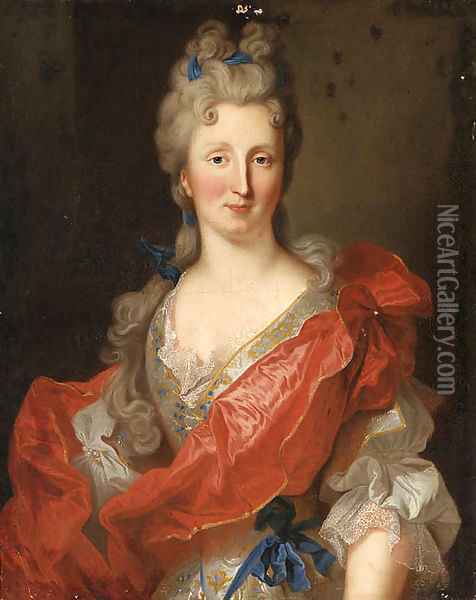 Portrait of a Lady, said to be Madame L.A. de Crozat, Marchale de Broglie Oil Painting - Jean Ranc