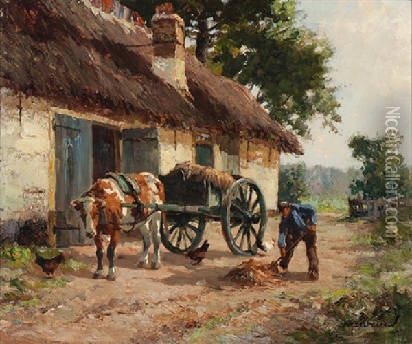 Loading The Ox Cart Oil Painting - Gerard Delfgaauw