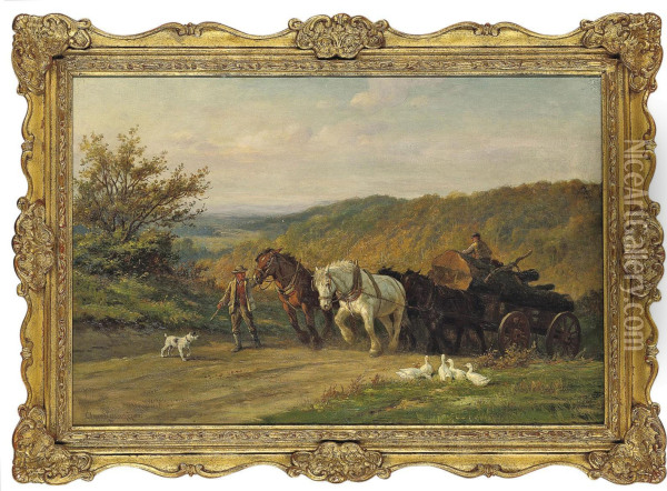 The Log Cart Oil Painting - Claude Cardon