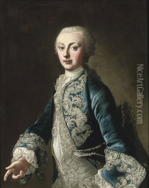 Portrait Of A Gentleman (gotthelf Adolph Count Von Hoijm?) Oil Painting - Martin van Meytens the Younger