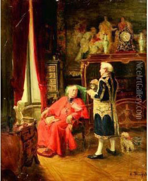 La Collation Du Cardinal Oil Painting - Henri Brispot