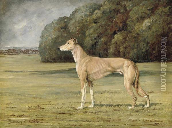 Delightful Devon, Winner Of The Waterloo Cup Oil Painting - William Lucas