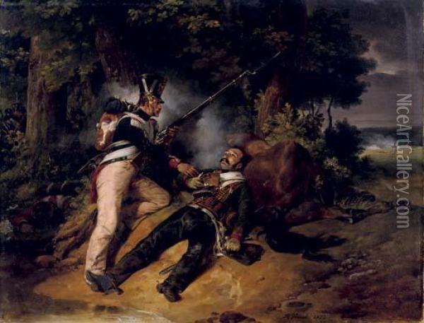 La Derniere Cartouche: The Fallen Hero Oil Painting - Horace Vernet