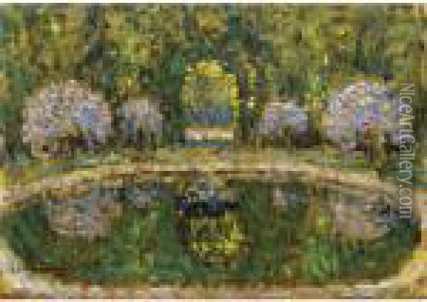 Bassin De Trianon Oil Painting - Henri Eugene Augustin Le Sidaner