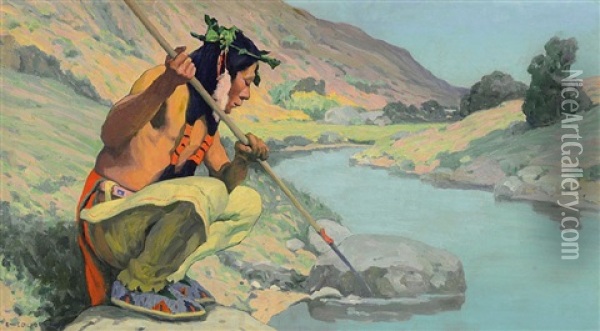 Spearing The Fish Oil Painting - Eanger Irving Couse