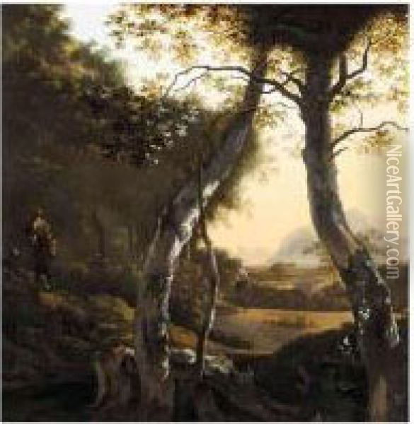 An Italianate Landscape With Drovers And Their Herds Oil Painting - Adam Pynacker