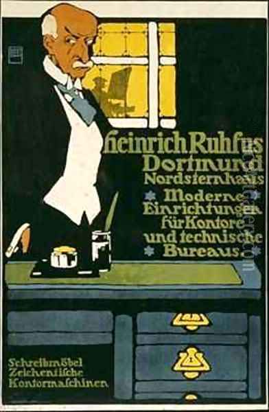 German advertisement for an office furniture handler in Dortmund Oil Painting - Hans Rudi Erdt