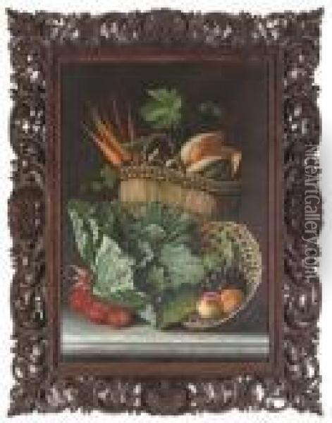Still Life Of Summer Fruit And Vegetables Oil Painting - Michaelangelo Meucci