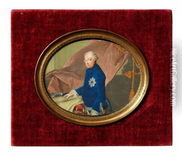 A Portrait Miniature Of Frederick Ii Of Prussia Oil Painting - Nathaniel Diemar