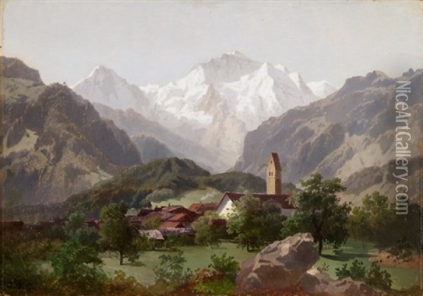 Lauterbrunnen Mit Blick Auf Die Jungfrau Oil Painting - Joseph Nikolaus Butler