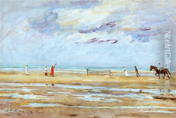 Beach Tennis Oil Painting - Moricz Goth