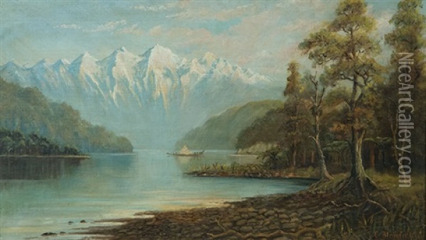 Lake With Waka Oil Painting - Charles Blomfield