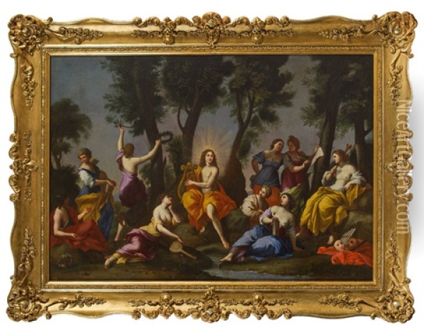 Apollo Und Die Musen Oil Painting - Giovanni Francesco Romanelli