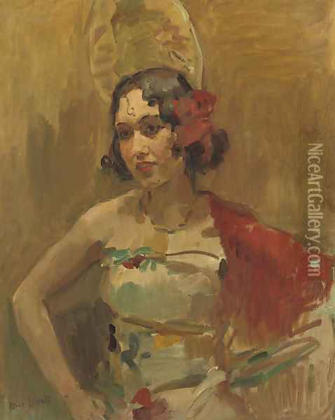 Danseres met roode sjaal a Spanish beauty Oil Painting - Isaac Israels