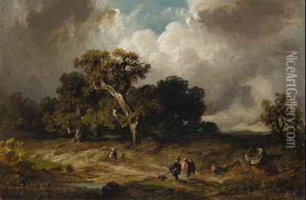 Landschaft Mit Aufziehendem Gewitter. Oil Painting - August Seidel