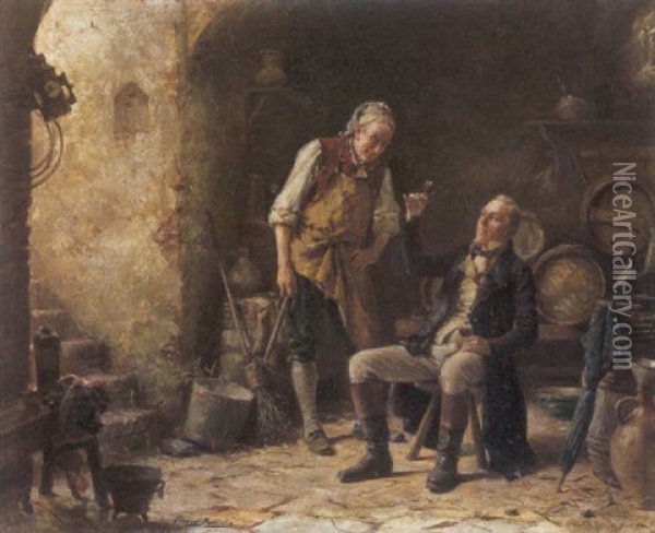 Le Degustateur (cave) Oil Painting - Gerard Jozef Portielje