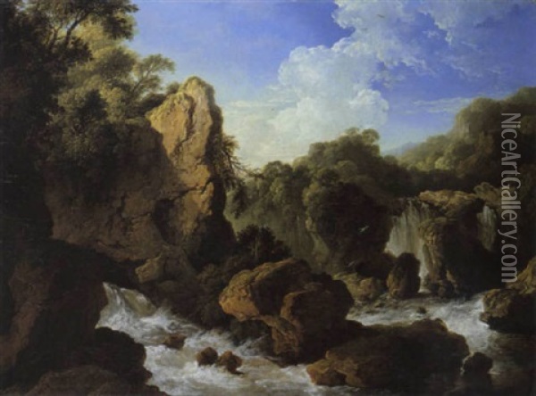 Gebirgsfluss Mit Einem Wasserfall Oil Painting - Christian Wilhelm Ernst Dietrich