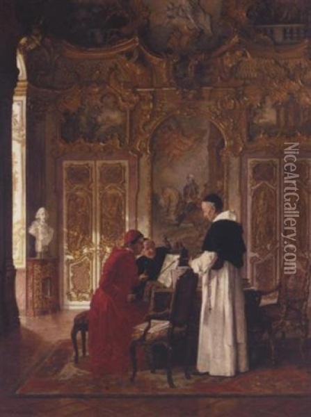 A Rehearsal Oil Painting - August Johann Holmberg