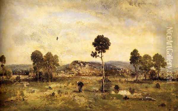 Landscape with a Pine Tree Oil Painting - Narcisse-Virgile Diaz de la Pena