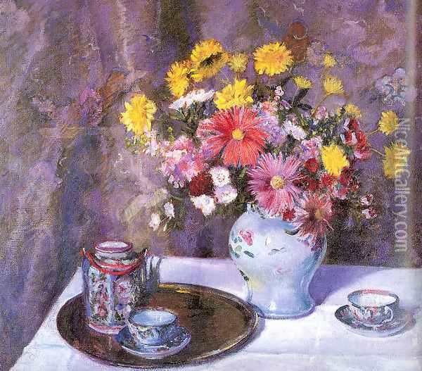 Imari Tea Set Oil Painting - Bernhard Gutmann